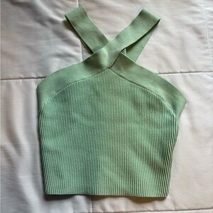 Aritzia Babaton Mint Green Ribbed Women's Top